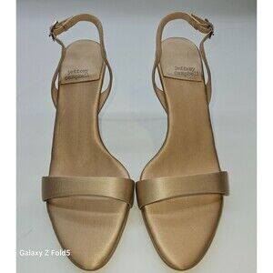 Jeffrey Campbell Go-Getter Champagne Satin Slingback Stiletto Sandals Size 7.5